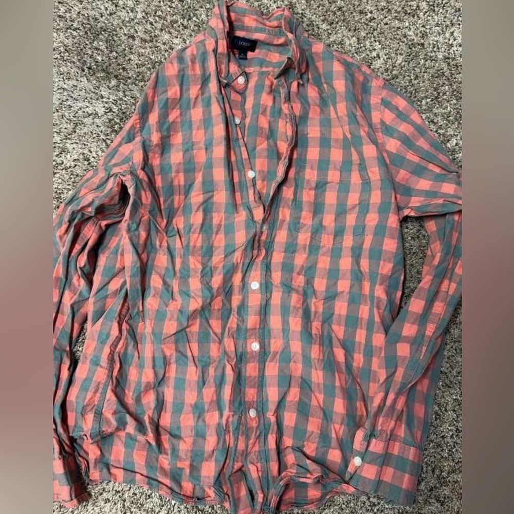 J. Crew Men's Red and Green Plaid Shirt Jacket